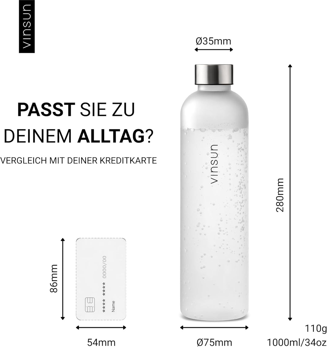 Vinsun Trinkflasche 1l pink - wiederverwendbar, Kohlensäure geeignet, BPA frei, Tritan - nachhaltige