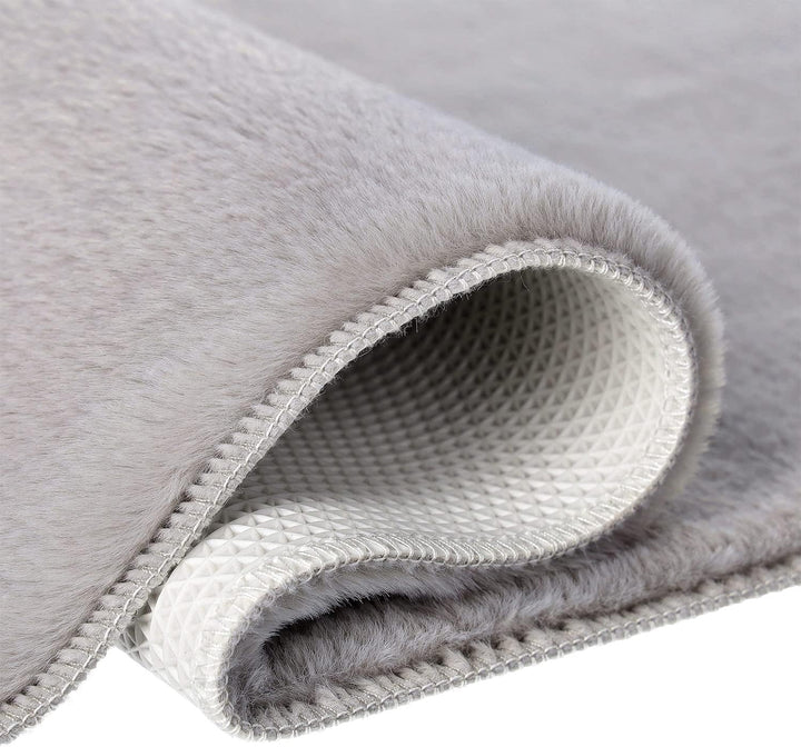 payé Badezimmerteppich Hochflor Bad - Grau - 40x60cm - kuschelig weich - waschbar - Badematte Wasser