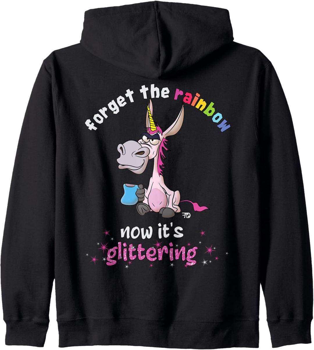 Now it´s glittering, lustiges grimmiges Einhorn mit Tasse Kapuzenjacke