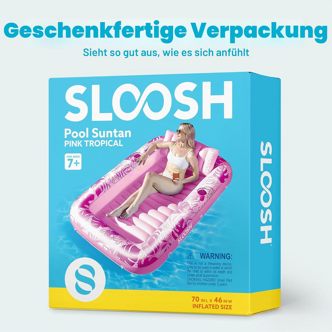 SLOOSH Aufblasbare Tanning Pool, 70" x 46"/ 85" x 57" Grosse aufblasbarer Luftmatratze für Erwachsen