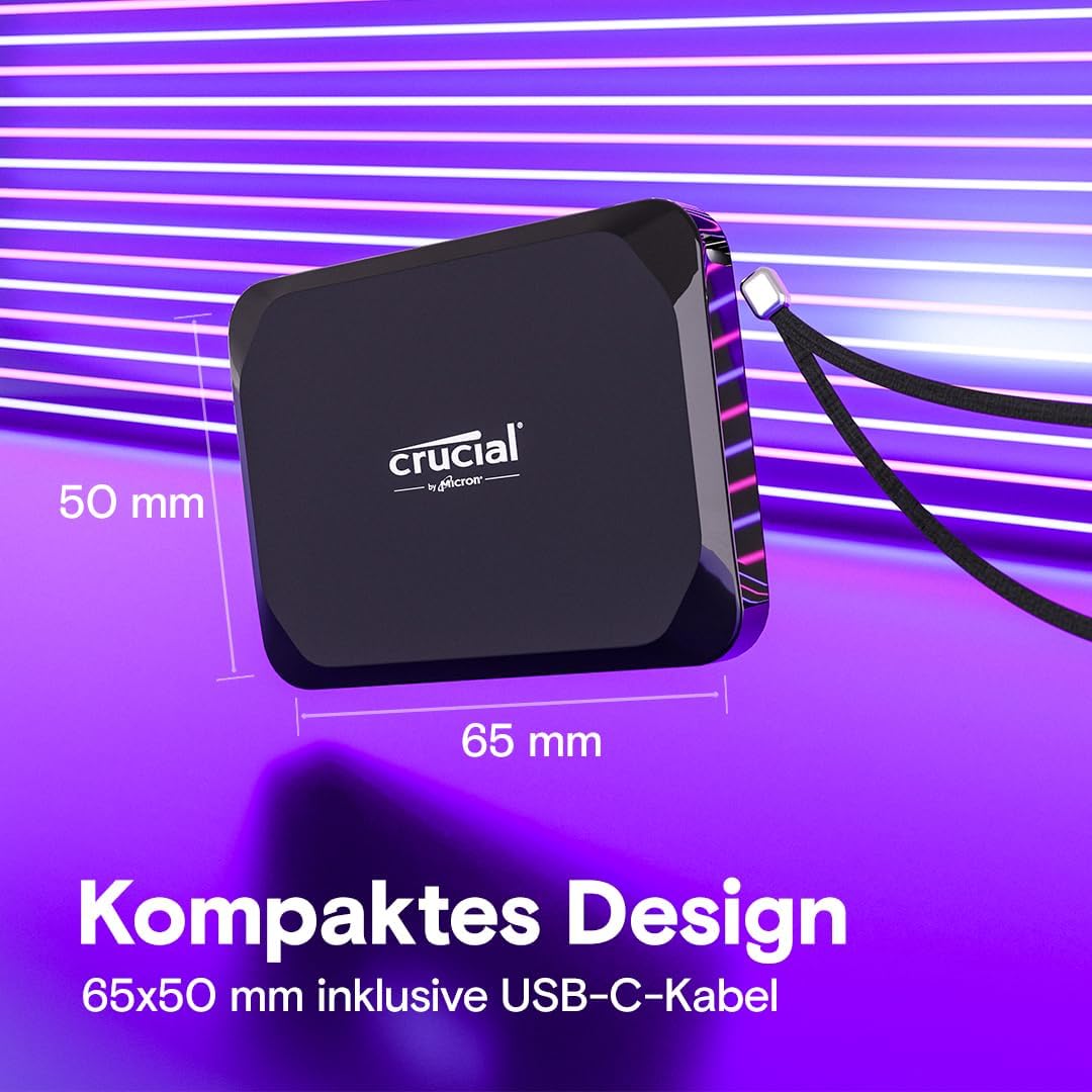 Crucial X9 4TB Portable SSD mit USB-A Adapter - bis zu 1050MB/s - PC und Mac, mit Mylio Photos+, USB
