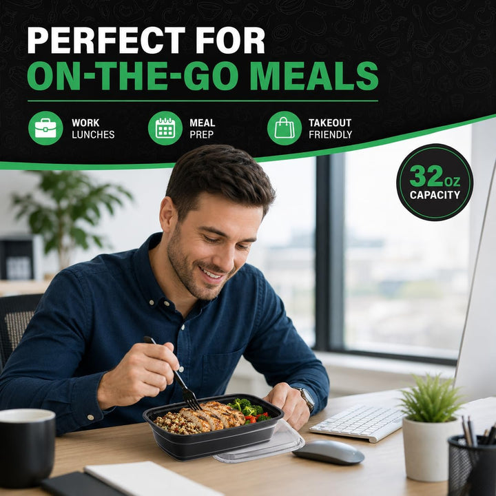 WUHUIXOZ 50 Stück 32oz Meal Prep Container mit, Prämie Wiederverwendbar Behälter für die Zubereitung