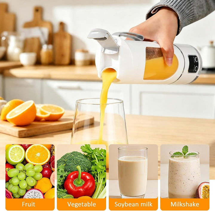 Tragbarer Mini Mixer mit LED Display, 450ml tragbarer Smoothie Maker, 12 Edelstahlklingen, wiederauf
