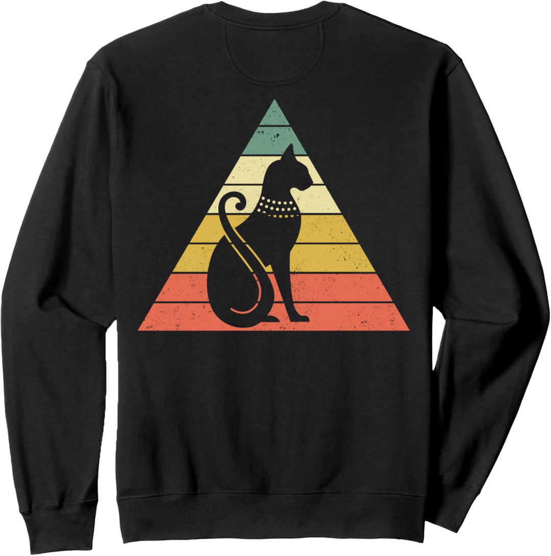 DESIGN ON BACK Distressed Bastet Cat God Sweatshirt