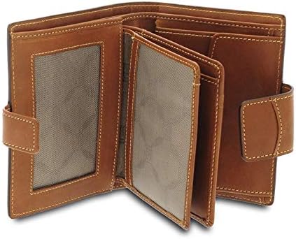 Giudi Damen Geldbörse aus Leder, wolkiges Rindsleder, Münzfach, Kartenhalter Braun, Braun