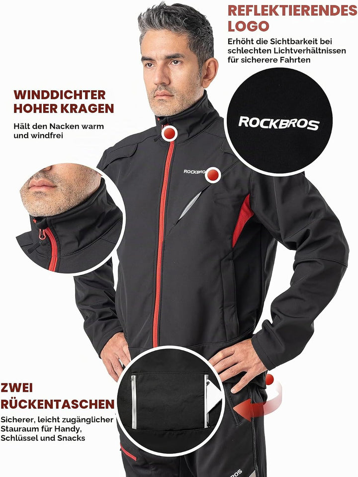 ROCKBROS Winter Jacke/Hose Fahrradbekleidung Herren Fahrrad Radjacke Lange Windjacke Radhose Freizei