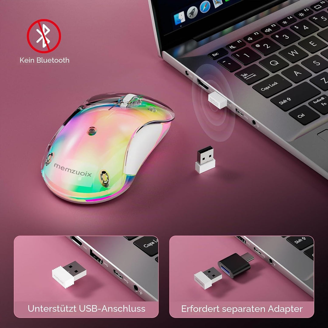 memzuoix LED Kabellose Maus – Wiederaufladbare 2.4G Optische Maus mit Magnetischer Abdeckung, Sanfte