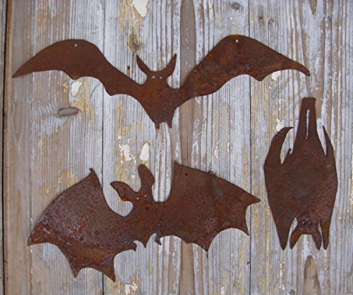 Unbekannt 3er Set WANDDEKO Fledermaus WANDDEKORATION Metall ROST FLEDERMÄUSE GARTENDEKO