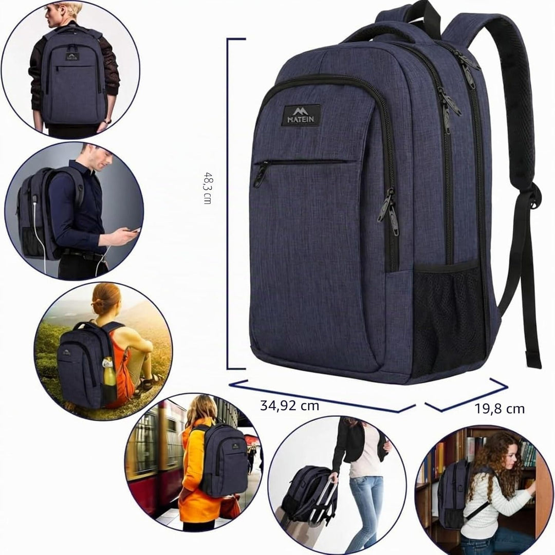 MATEIN Rucksack Herren Grosse 17,3 Zoll, Computer Arbeitsrucksack mit Laptopfach USB-Ladeanschluss S