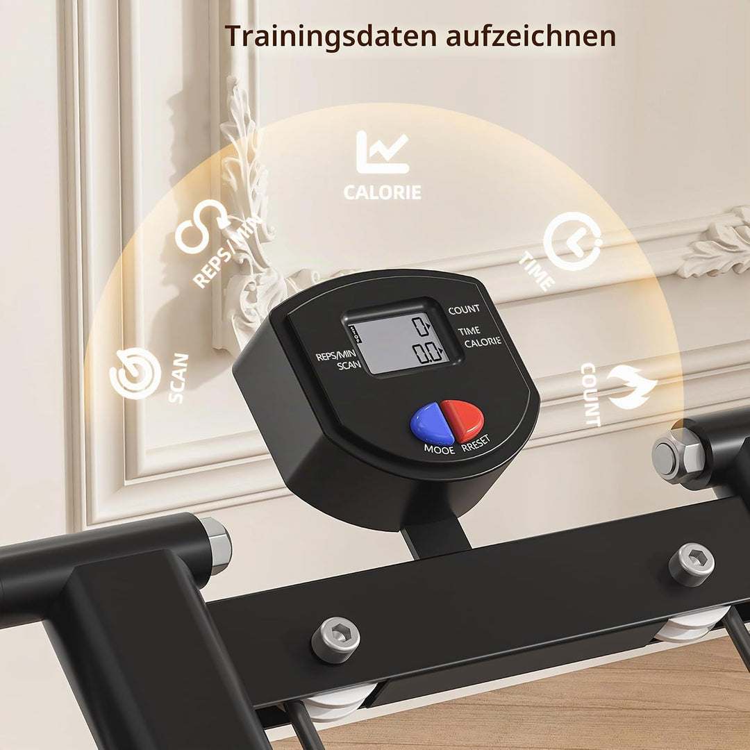 MOMODA Treppenstepper Klettertrainer mit Reistance für Zuhause Cardi Übung faltbar grau Weiss/opulen