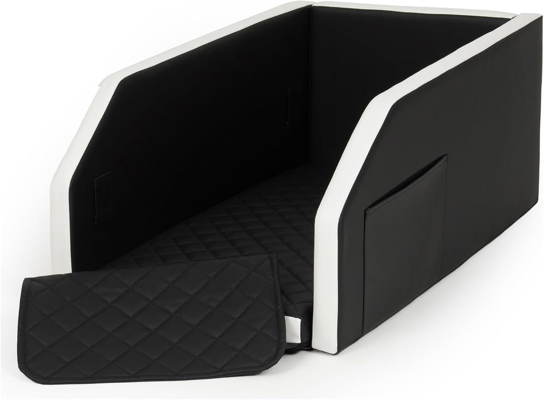 Autohundebett Hunde-Autositz Hundebett f. Rückbank Hundesitz Modulbett 55x100 cm (Farbe: schwarz - w