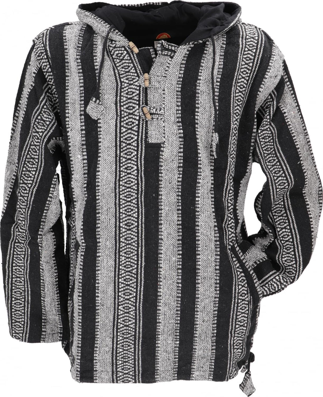 GURU SHOP Goa Kapuzenshirt, Baja Hoodie, Style Kapuzenpullover, Herren, Baumwolle, XXL Schwarz
