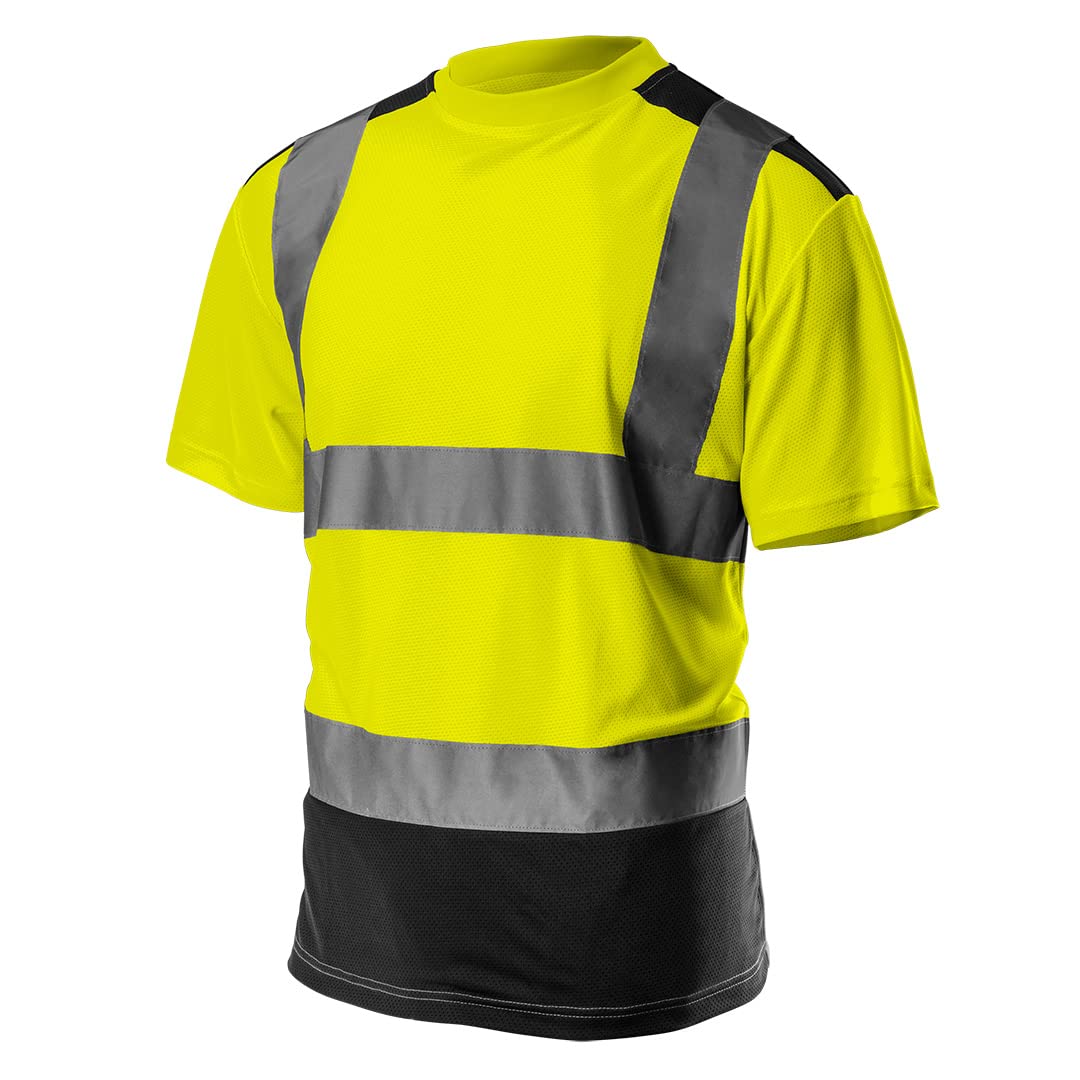 NEO TOOLS Profi Warnschutz T-Shirt Kurzarm Arbeitsshirt Arbeits warnshirt reflektierende Zonen Warns