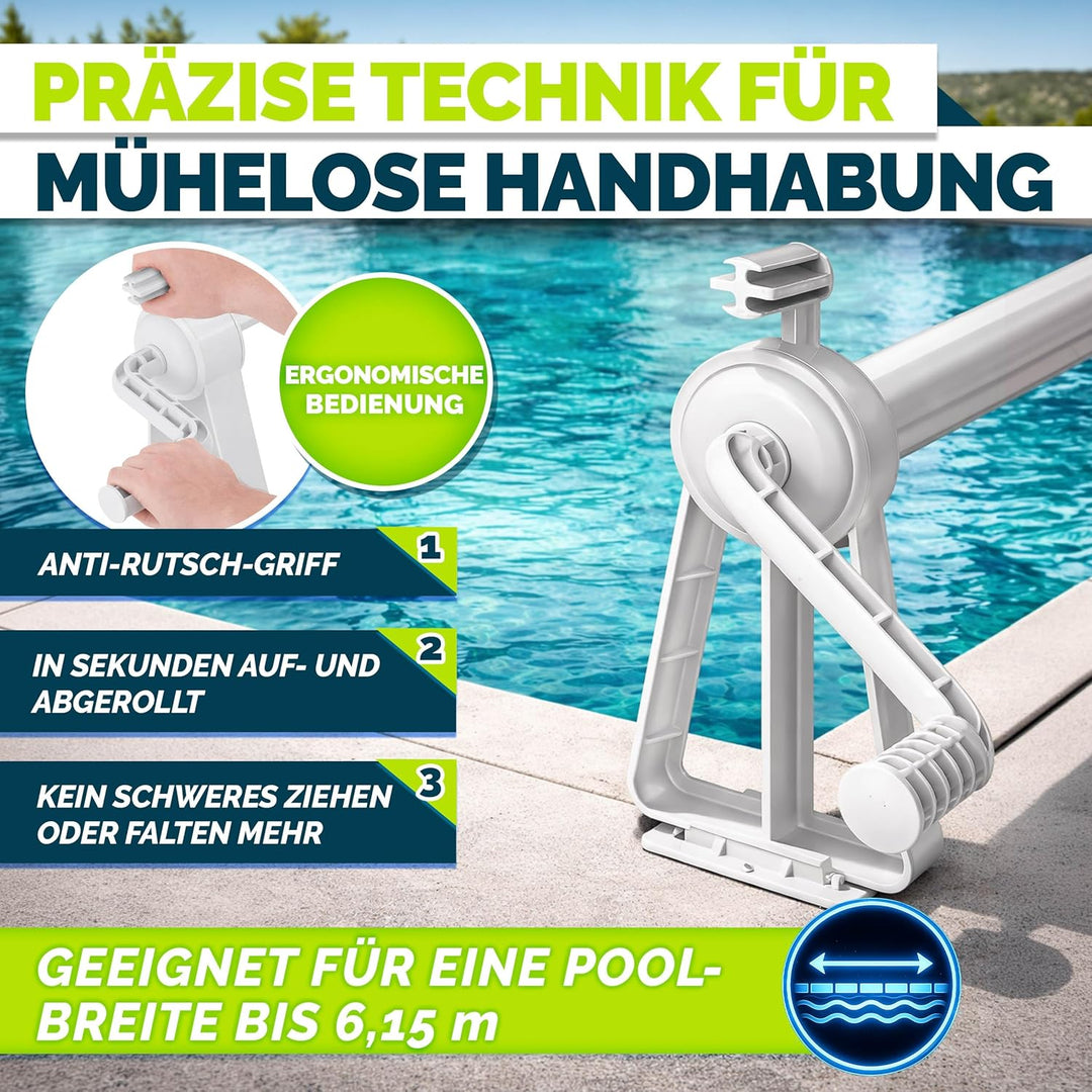 Pool Aufroller Premium 1,05-6,15 m | Aufrollsystem für Solarplane | Aufrollvorrichtung für Poolplane
