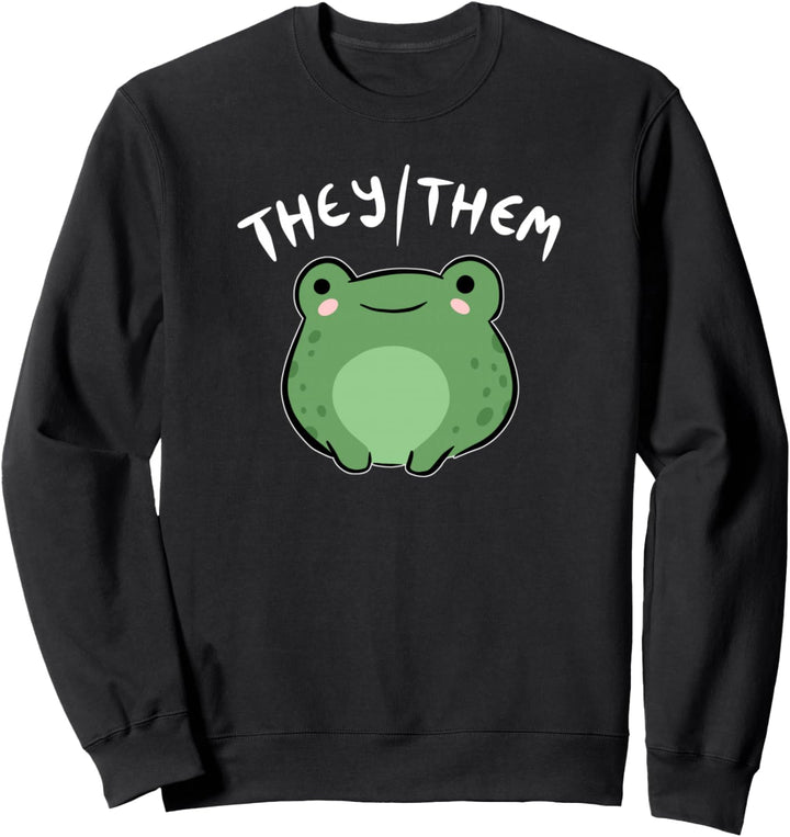 They Them Pronouns Frog Cute Nonbinary Queer Aesthetic Sweatshirt