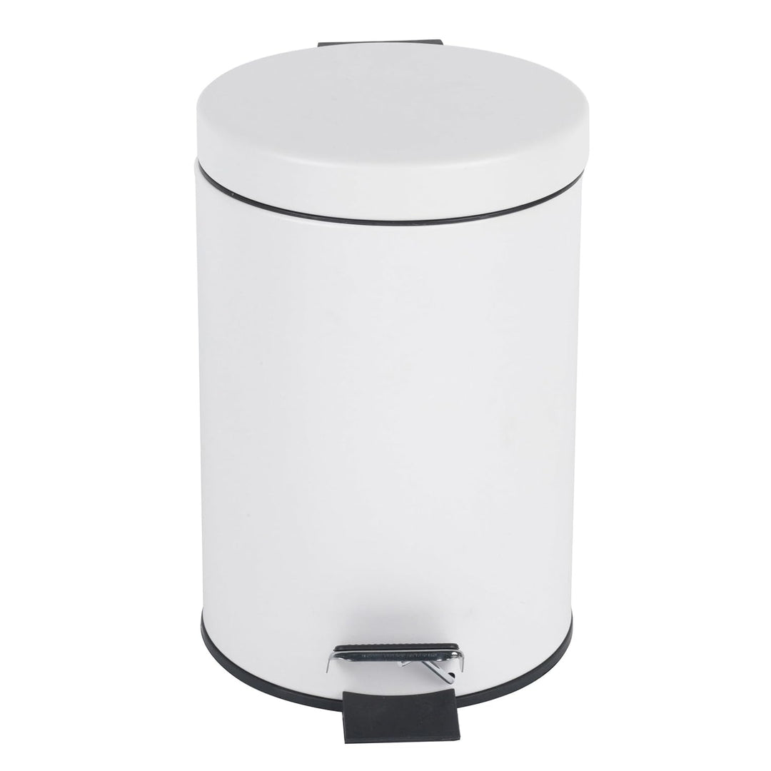 Beldray LA038098WHTEU7 Badezimmer-Fusspedal-Mülleimer - Kleiner runder Edelstahl-Hygienemülleimer fü