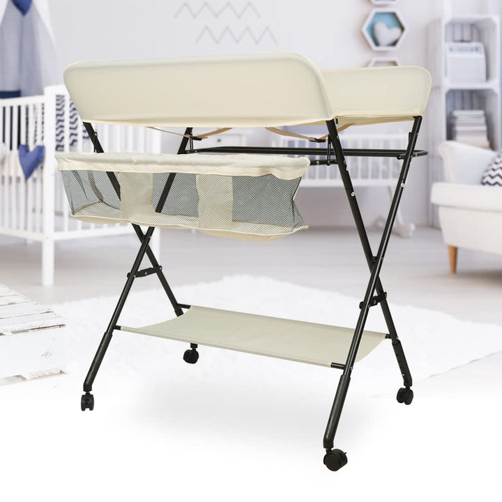 Wickeltisch Klappbar-Wickelkommode Babypflegetisch-Mobiler Wickelkombi mit Wickelauflage, Sicherheit