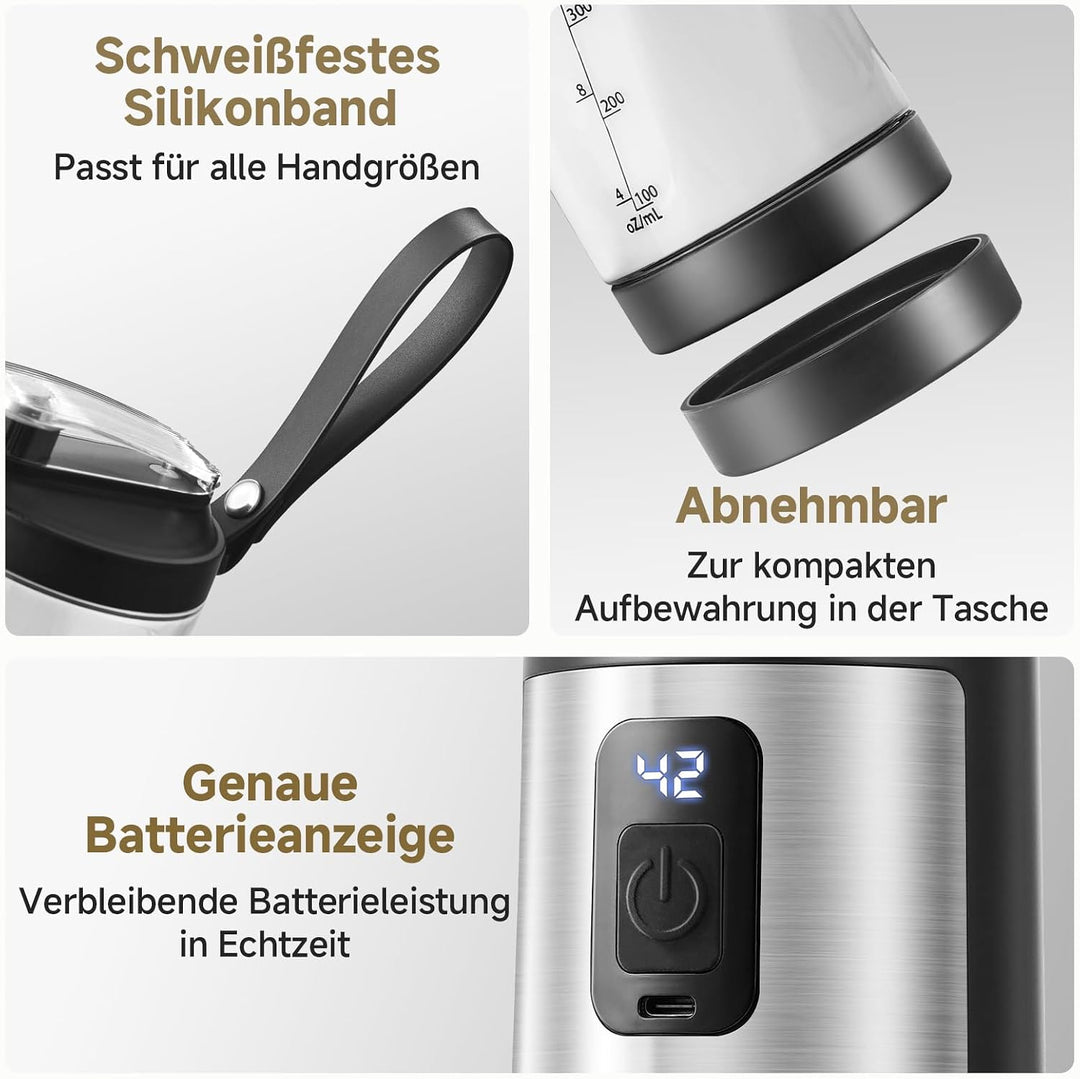 AMZCHEF Tragbarer Mixer 600ml - Smoothie Maker mit 6 Klingen,120W Motor Mixer to Go, 6000mAh -15 Zyk