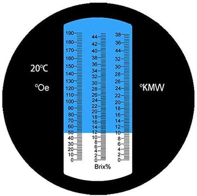 HHTEC Winzer Refraktometer 0-190 Öchsle 0-44 Brix (Zucker) 0-38 KMW Öchslemeter mit ATC für Messung