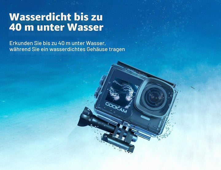 GO7 Action Cam 4K Dual Touchscreen Unterwasserkamera 40M mit 2.4G Fernbedienung EIS Anti-Shake 170°