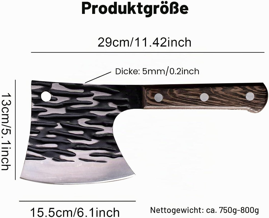 Fubinaty 6 Zoll Hackmesser Handgefertigtes geschmiedetes Knochenmesser Verdickt Heavy Duty Metzgerme