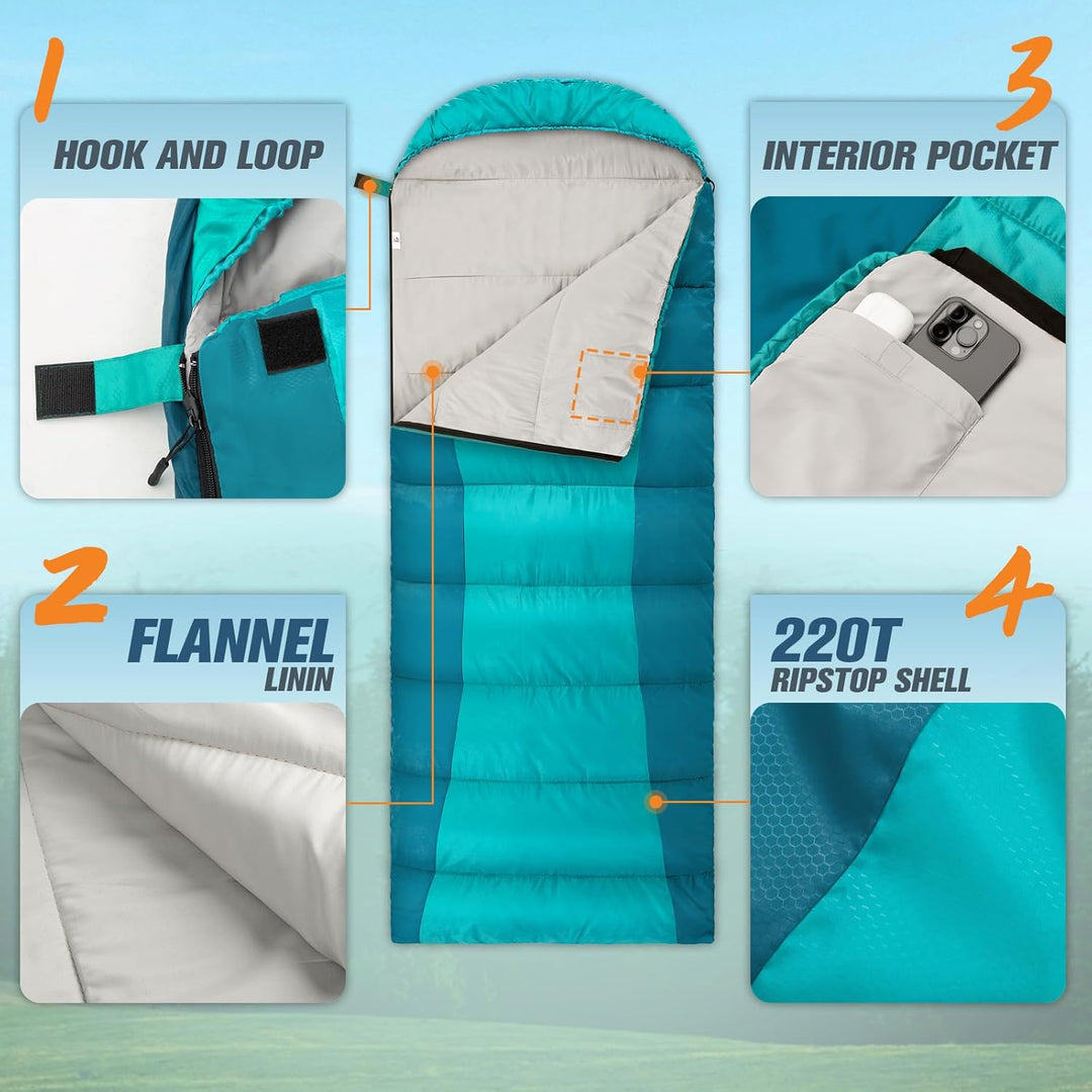 Forceatt Schlafsack Winter, -5°-20 Grad Schlafsack Outdoor für 3-4 Jahreszeiten, Leichtgewichtig und