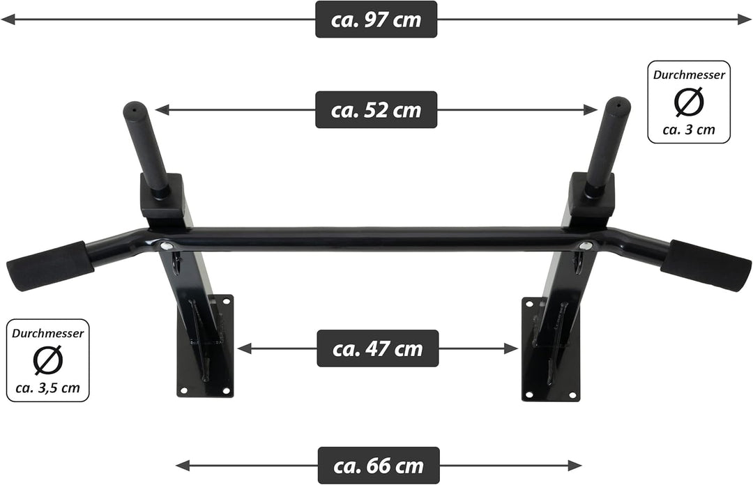 Klimmzugstange für Wandmontage schwarz für Workout Kraftübungen Bodybuilding Fitness-Training Reckst