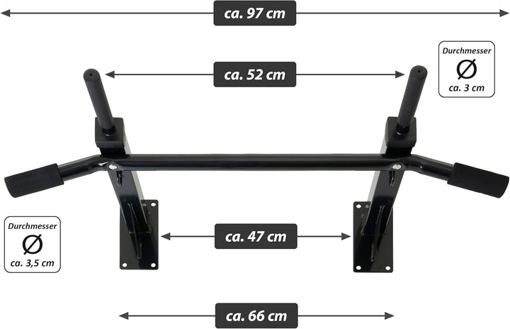 Klimmzugstange für Wandmontage schwarz für Workout Kraftübungen Bodybuilding Fitness-Training Reckst