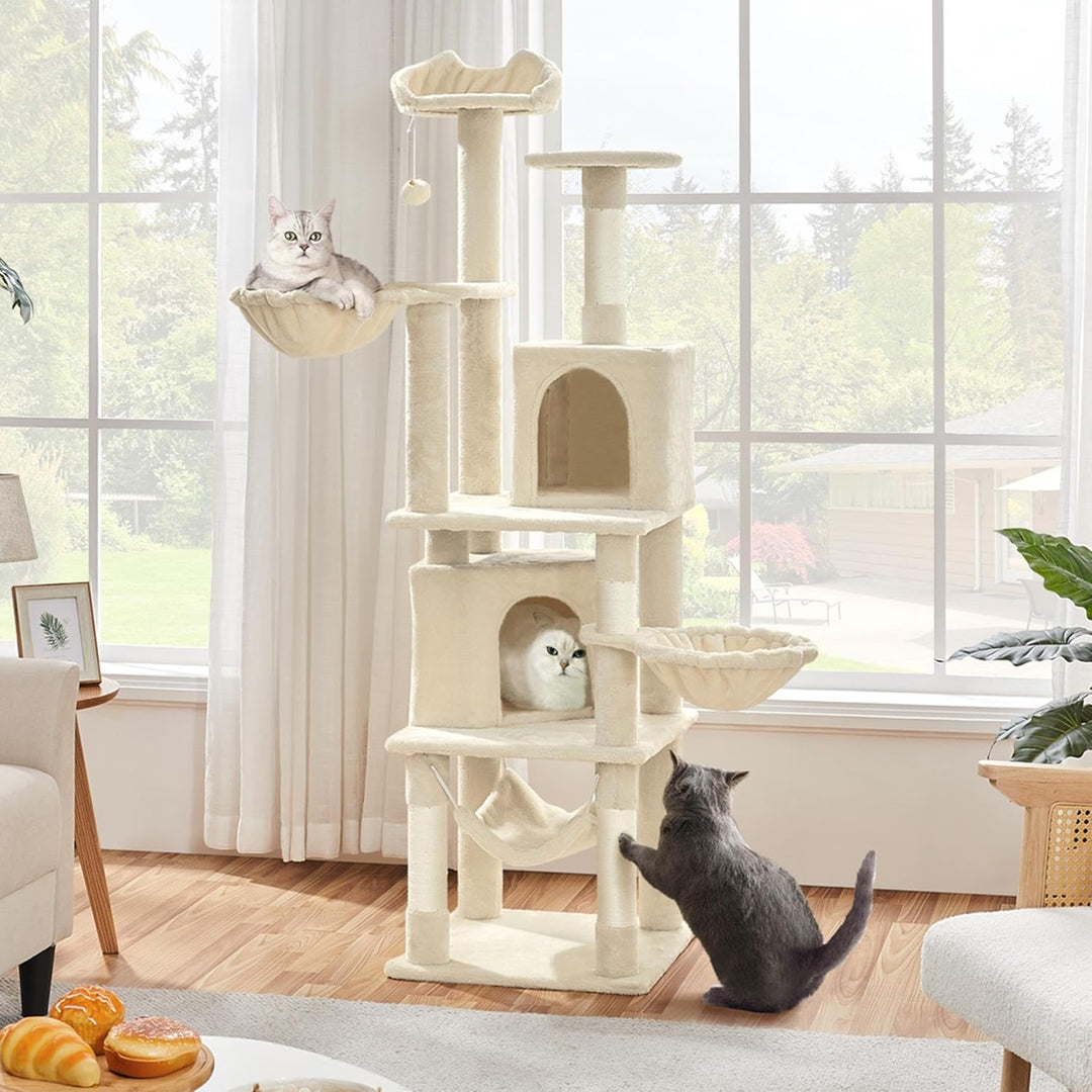 Yaheetech Katzenkratzbaum 175 cm deckenhoch Kratzbaum für Katzen, Stabil Kletterbaum mit Sisal-Kratz