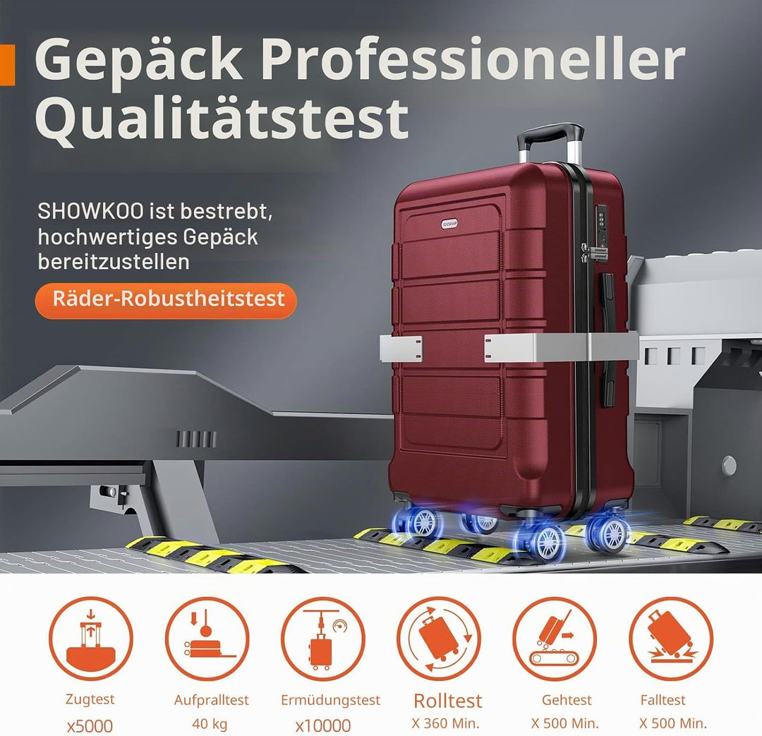SHOWKOO Koffer Klein Hartschale Leicht ABS+PC Reisekoffer Kabinen Haltbar Handgepäck Sets 4 Rollen T