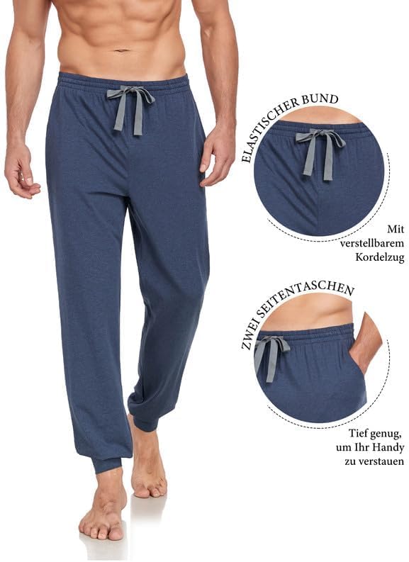 COLORFULLEAF Jogginghose Herren Baumwolle Schlafanzughose Männer Lang Schlafhose Leichte Freizeithos