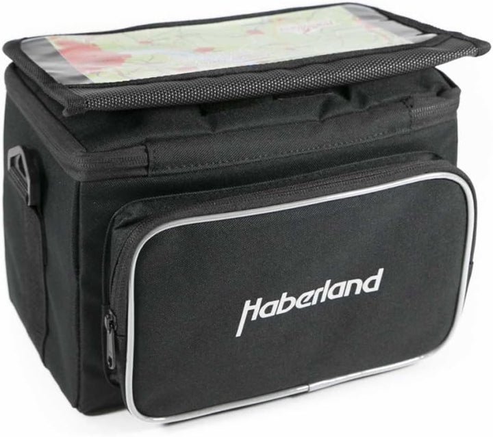 Haberland Fahrradtasche Lenkertasche 6L Schwarz Inklusive klick-Fix-Adpter, 25 x 19 x 13cm