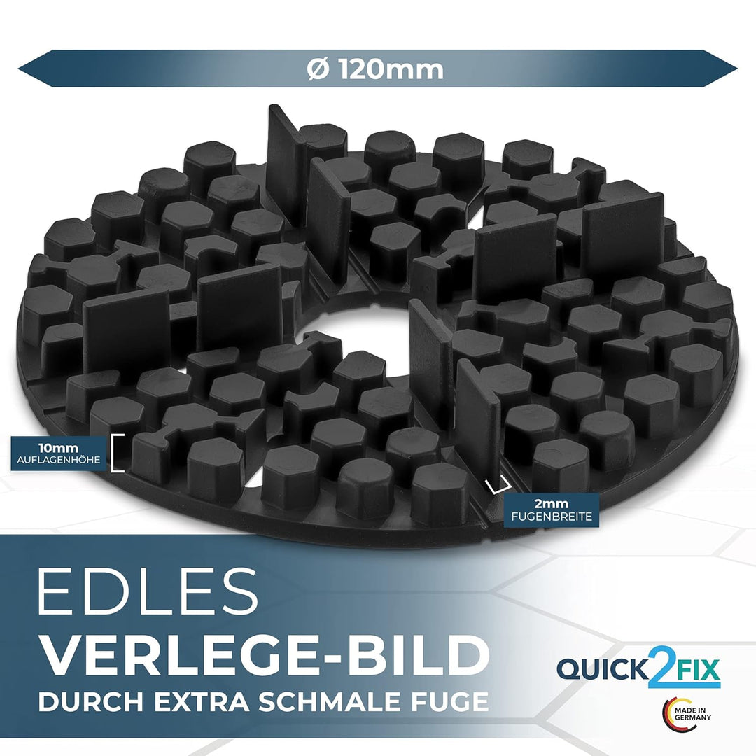 QUICK2FIX® 50 x Gummi Plattenlager - Fugenbreite 2mm x Höhe 10mm - Stelzlager für Terrassenplatten.