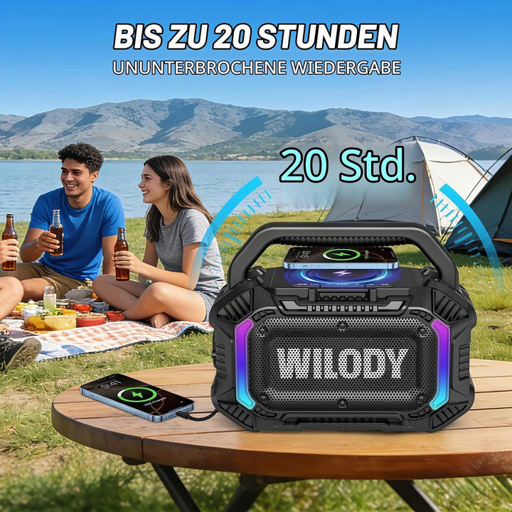 Wilody 100W Tragbare Bluetooth Lautsprecher Box,Bluetooth Lautsprecher mit Licht,Musikbox Bluetooth&