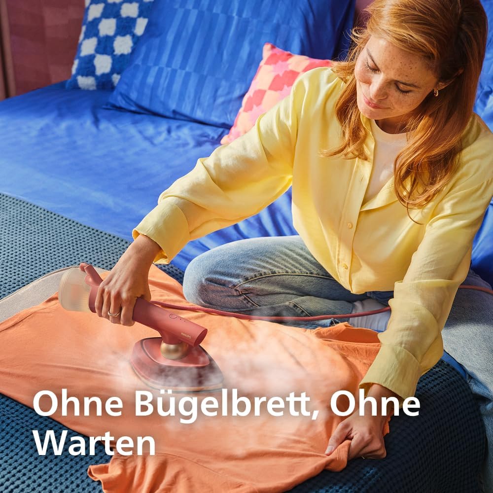Philips OneTurn, 2-in-1 Bügeleisen & Steamer mit drehbarem Kopf, Einfach losbügeln – kein Brett, 45