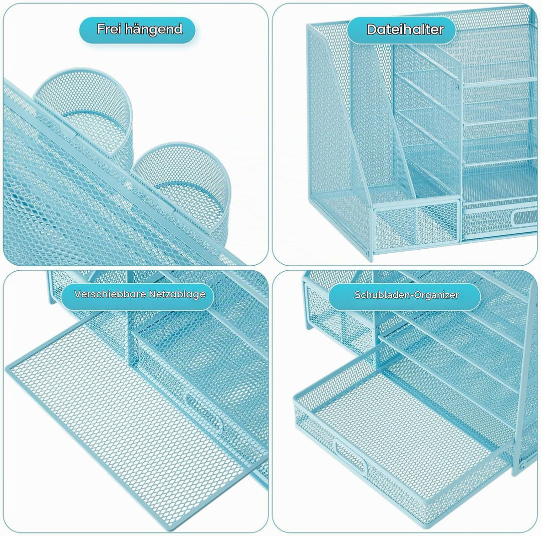 Marbrasse Schreibtisch Organizer mit Aktenhalter, 5 Ebenen Papier Briefablage mit Schublade und 2 St