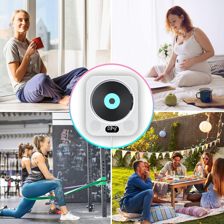 CD Player Wandmontage Bluetooth, Gueray Tragbarer CD Player HiFi Lautsprecher Fernbedienung LED-Disp