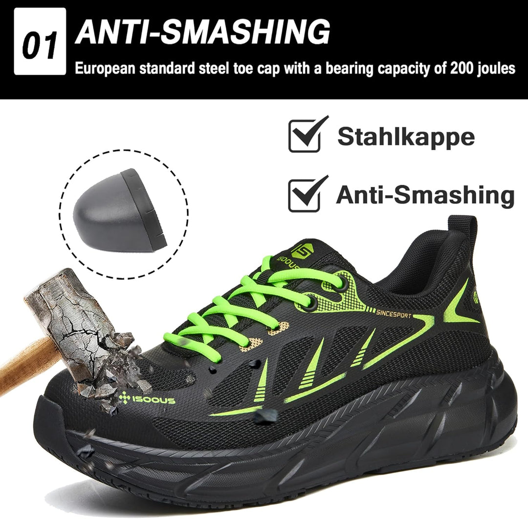 ISOOUS Arbeitsschuhe Herren Sicherheitsschuhe Damen Stahlkappenschuhe Sportlich Atmungsaktiv Schutzs