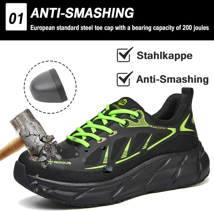 ISOOUS Arbeitsschuhe Herren Sicherheitsschuhe Damen Stahlkappenschuhe Sportlich Atmungsaktiv Schutzs