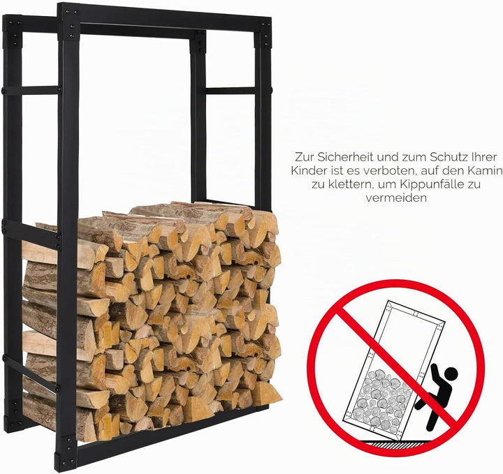 Ikodm kaminholzregal Innen und Aussen, Metall Brennholzregal aussen 80 x 25 x 150CM, Holzstapelhilfe