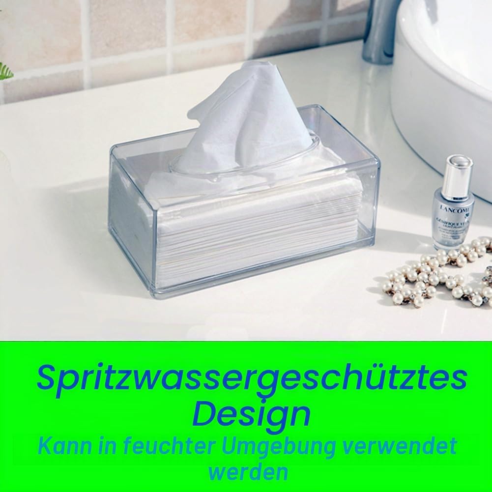 Quadratische transparente Acryl-Taschentuchbox, Box-Abdeckungen, rechteckig, Badezimmer-Gesichts-Ser