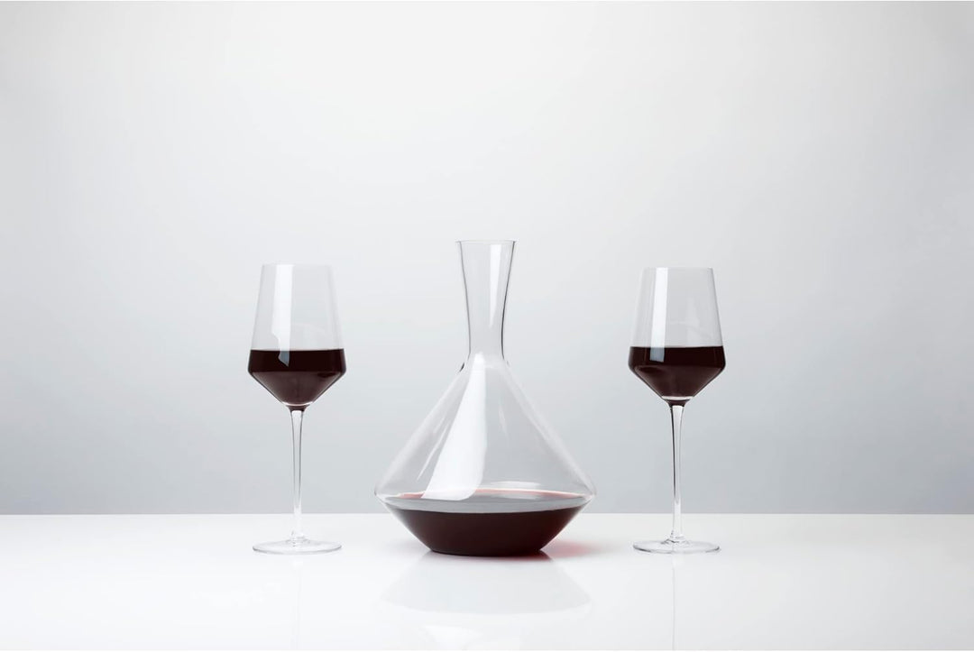 Viski Set of 3, Lead-Free Premium Crystal Clear Glass Modern Stemmed, Flat Bottom, Red Wine Gift, 16