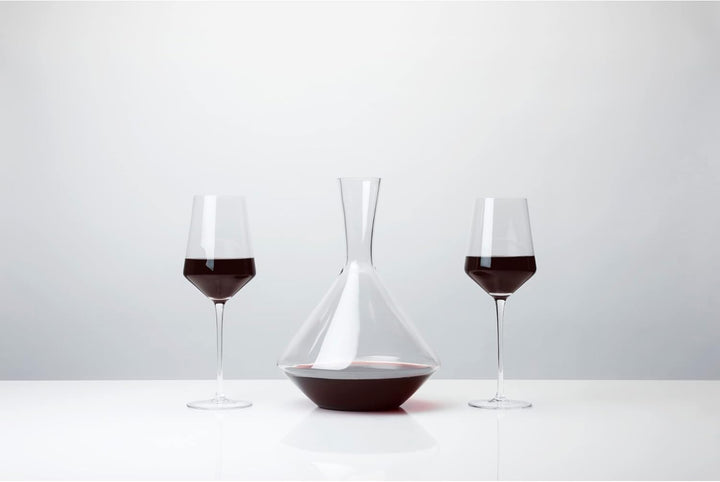 Viski Set of 3, Lead-Free Premium Crystal Clear Glass Modern Stemmed, Flat Bottom, Red Wine Gift, 16