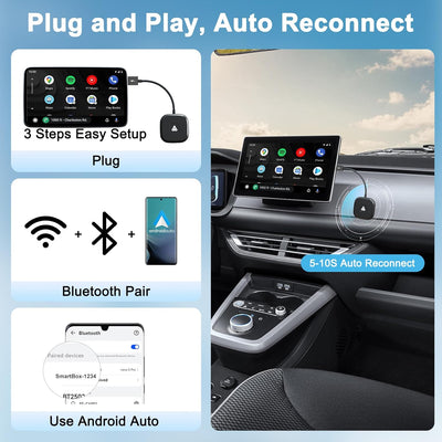 FEINODI Android Auto Wireless Adapter, Wireless Android Auto Dongle für Autos mit Verkabeltem AA und