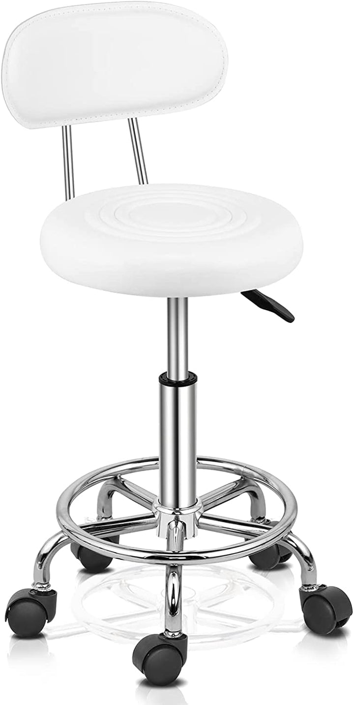 Ergonomischer Rollhocker mit Rückenlehne Arbeitshocker Drehhocker Rollhocker 360° drehbar Höhenverst