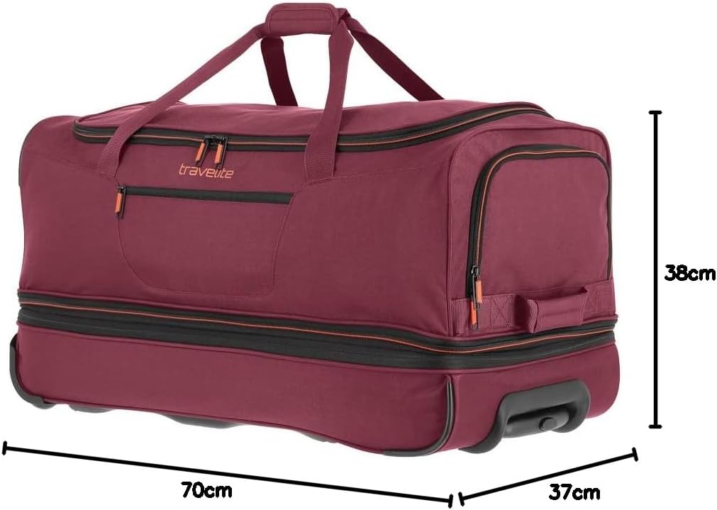 travelite 2-Rad Trolley Reisetasche Gr. L mit Dehnfalte, Gepäck Serie BASICS: Weichgepäck Reisetasch