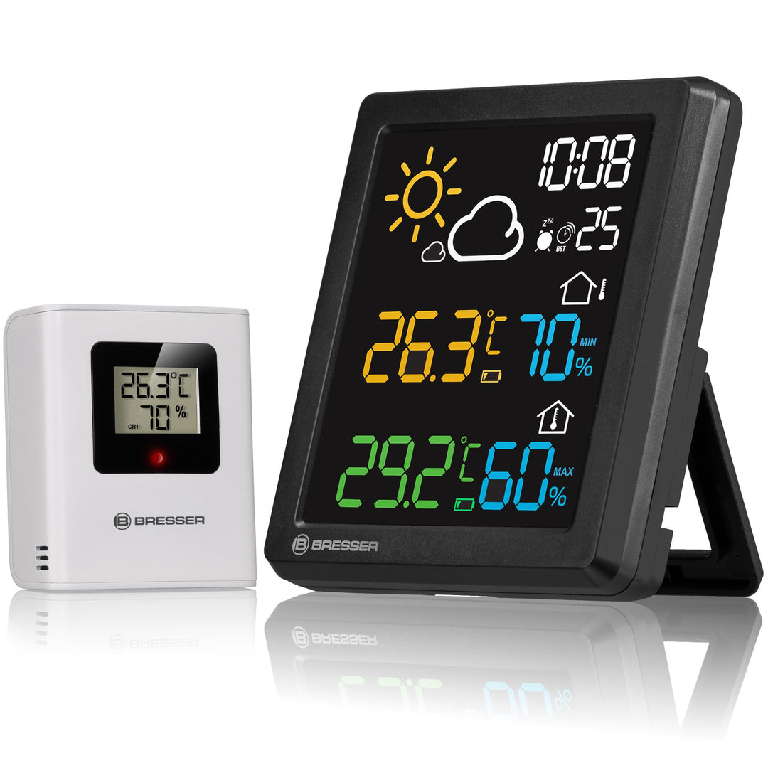 Bresser MeteoCast Pico Farbwetterstation - Thermo-Hygro-Aussensensor, Max./Min.-Wertspeicher, DCF-ge