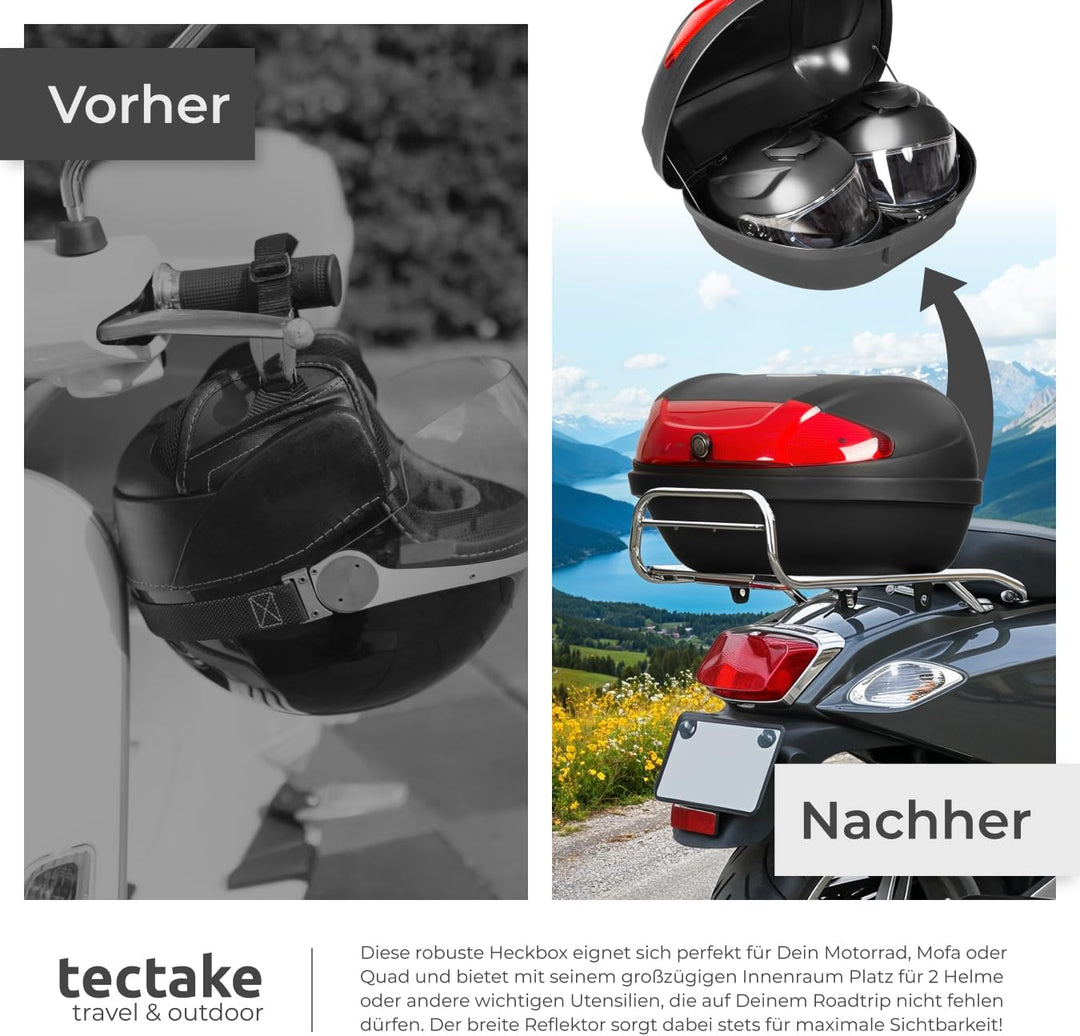 tectake® Motorradkoffer Topcase Roller | -Verschiedene Grössen- (Typ 2 | no. 401481), Typ 2 | No. 40
