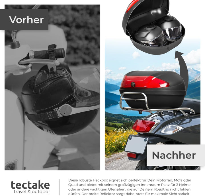 tectake® Motorradkoffer Topcase Roller | -Verschiedene Grössen- (Typ 2 | no. 401481), Typ 2 | No. 40