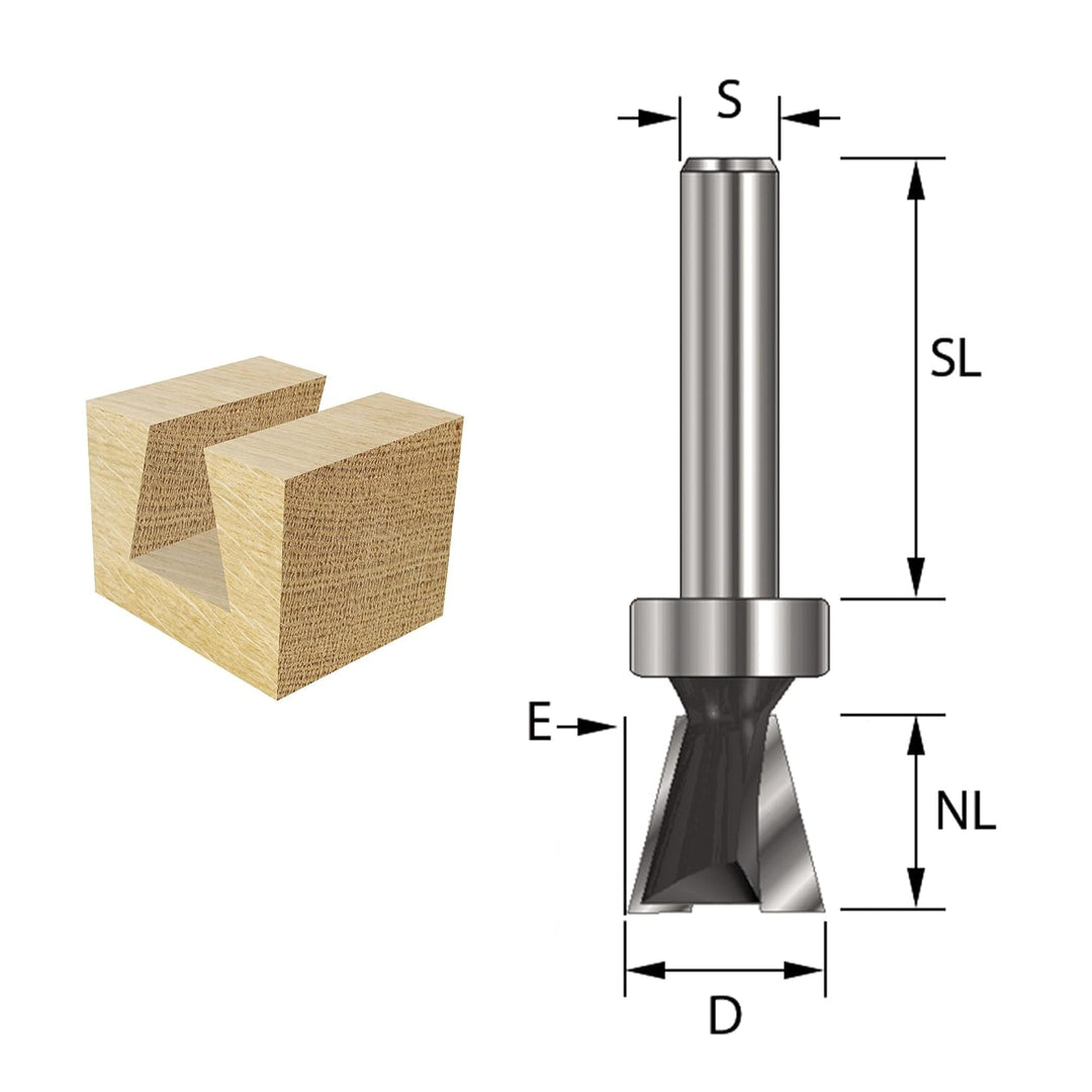 ENT 16200 Gratfräser HW, Schaft (S) 8 mm, Durchmesser (D) 12 mm, NL 12 mm, E 14°, SL 32 mm, mit Kuge
